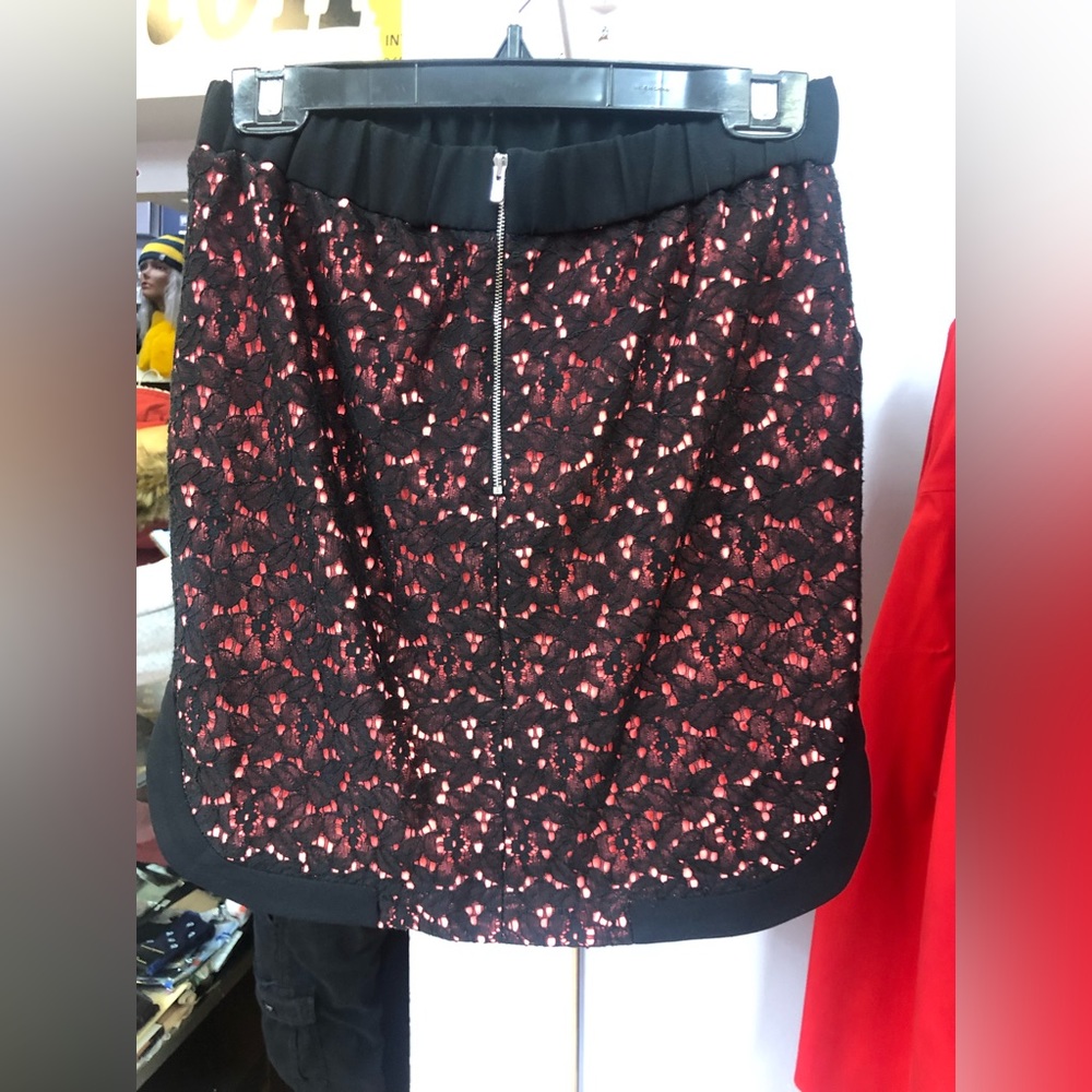 Sandro Red shiny skirt .‎